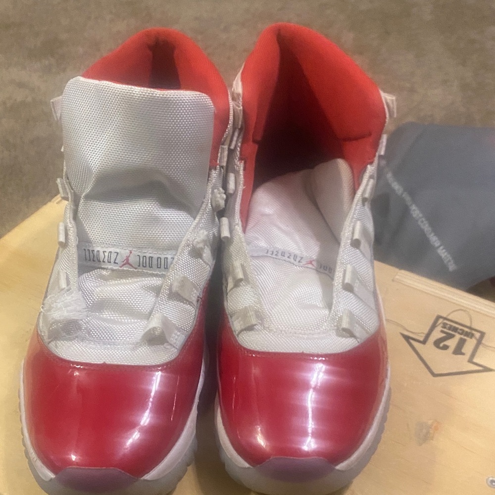 Jordan Red and White Athletic Shoes